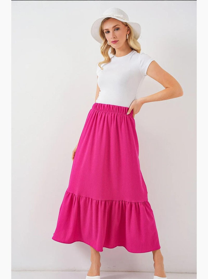 Jupe longue en tricot bdart Rose fushia - Kiabi