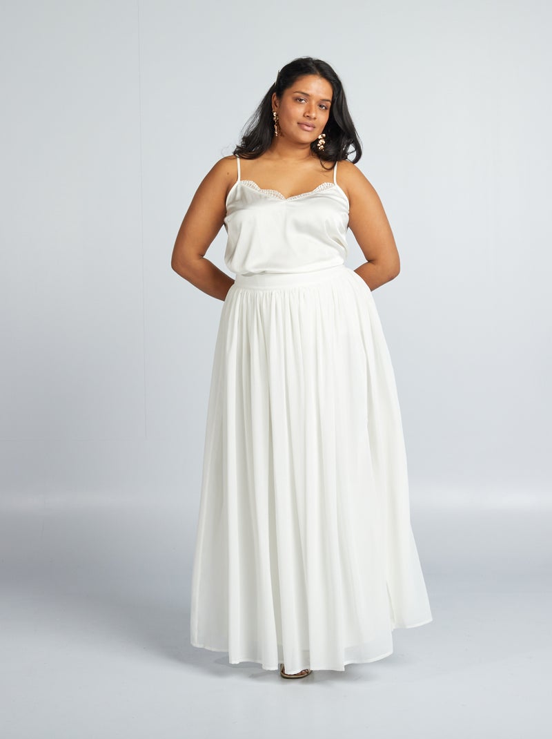 Jupe longue en tulle blanc - Kiabi