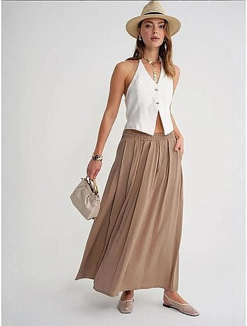 Jupe longue en tulle taille haute avec poches mixray