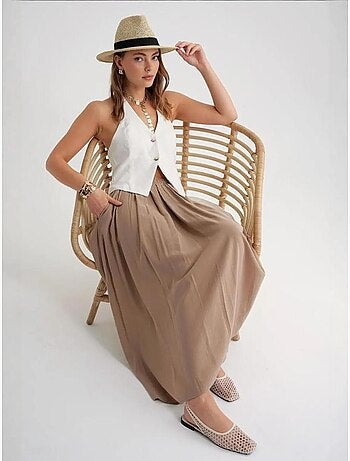 Jupe longue en tulle taille haute avec poches mixray