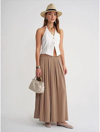 Jupe longue en tulle taille haute avec poches mixray