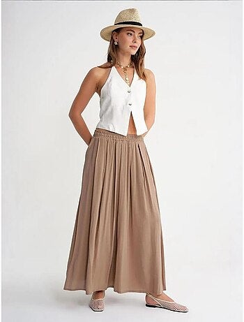 Jupe longue en tulle taille haute avec poches mixray