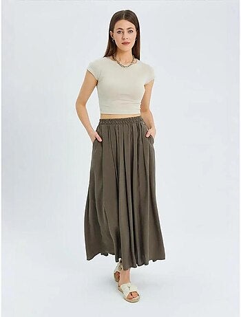 Jupe longue en tulle taille haute avec poches mixray