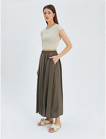 Jupe longue en tulle taille haute avec poches mixray