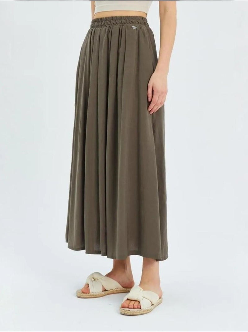 Jupe longue en tulle taille haute avec poches mixray Kaki - Kiabi