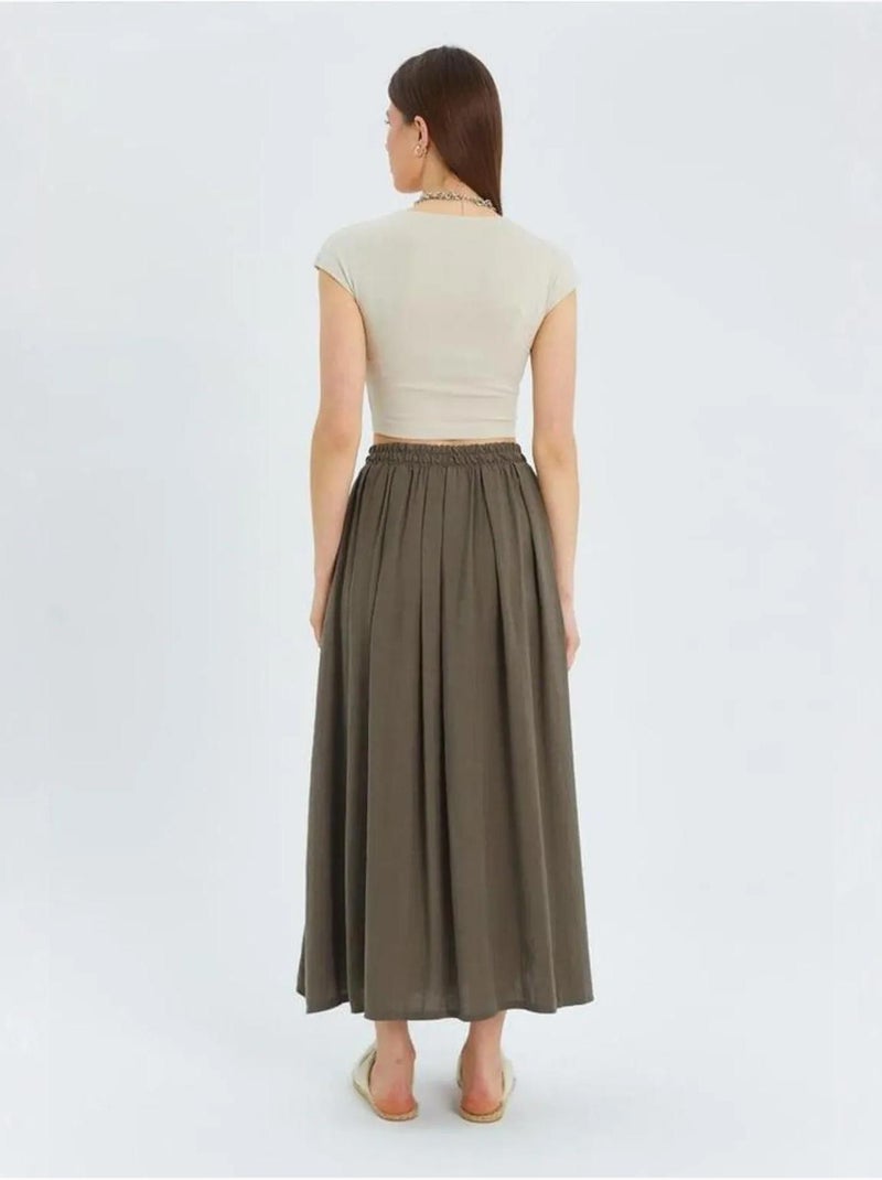 Jupe longue en tulle taille haute avec poches mixray Kaki - Kiabi