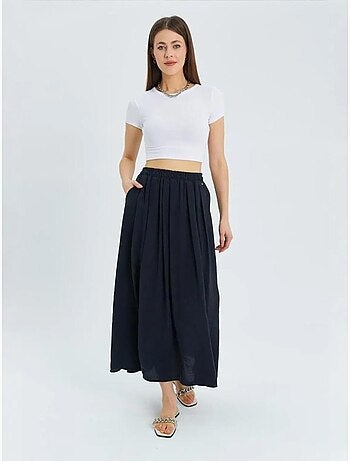 Jupe longue en tulle taille haute avec poches mixray