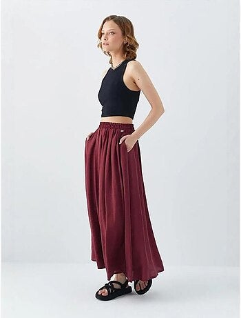 Jupe longue en tulle taille haute avec poches mixray