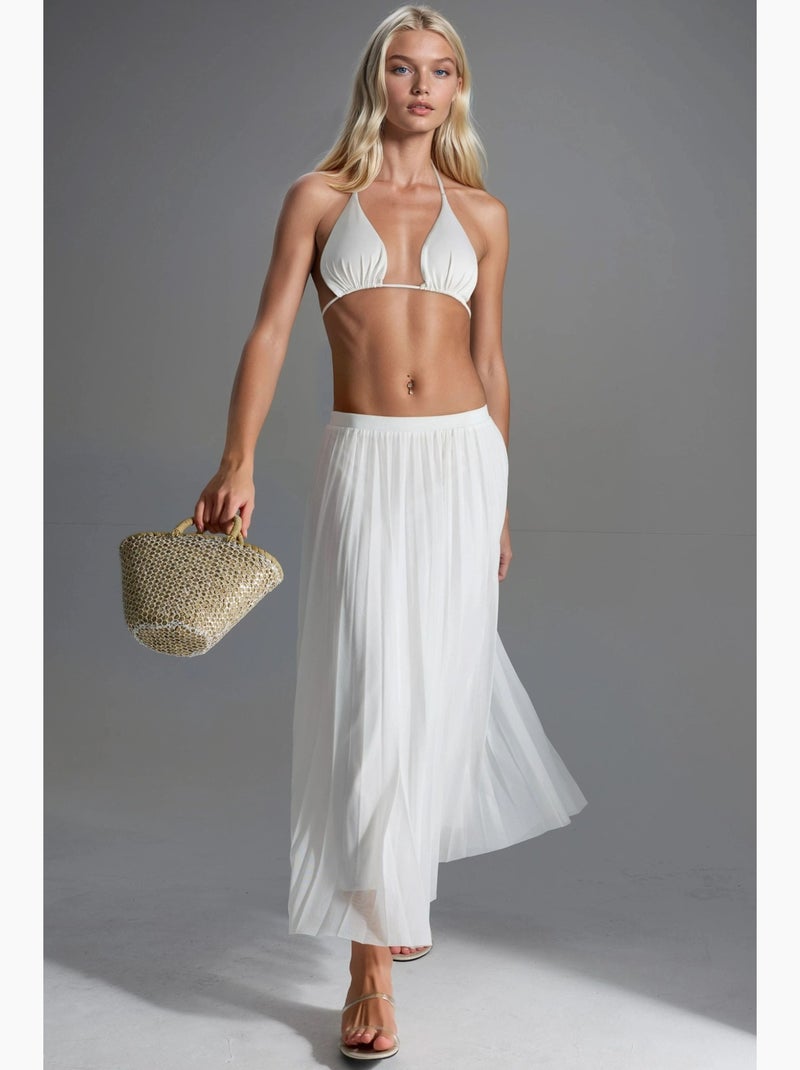 Jupe longue en tulle taille haute busem Blanc - Kiabi