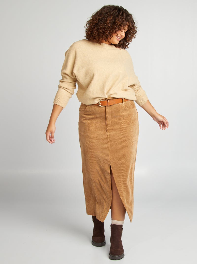 Jupe longue en velours Beige - Kiabi
