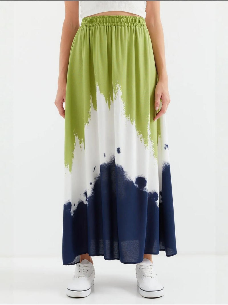 Jupe longue en viscose à motifs bdart Vert - Kiabi
