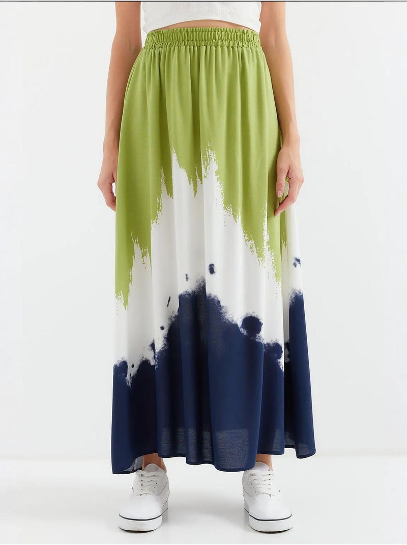Jupe longue en viscose à motifs bdart Vert - Kiabi