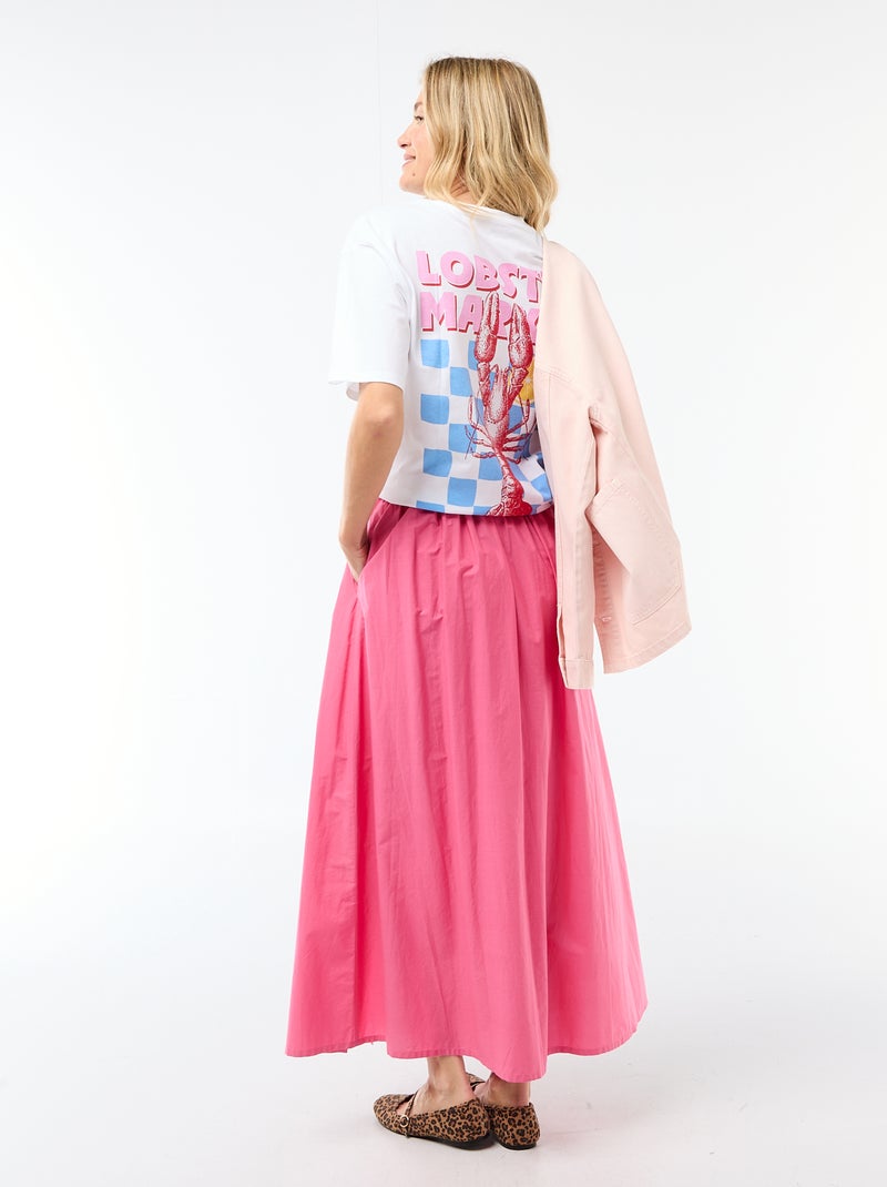 Jupe longue et large évasée Rose - Kiabi
