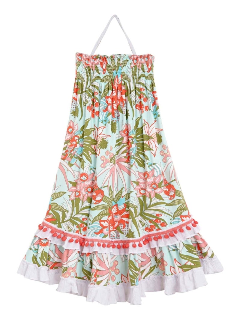 Jupe Longue Été  Fleurie Hawaï    2-en-1  IBIZA - La Faute à Voltaire Beige/Rose/Vert d eau - Kiabi