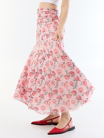 Jupe longue évasée à fleurs
