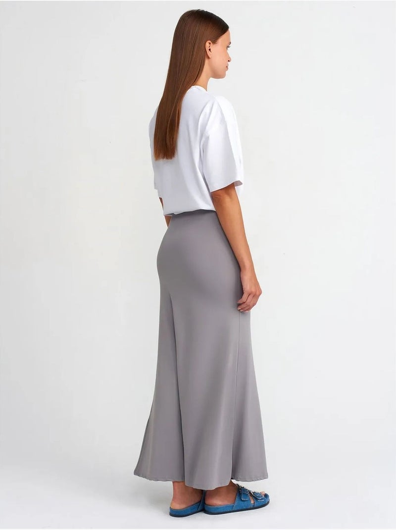 Jupe longue évasée à taille haute dilvin Gris - Kiabi