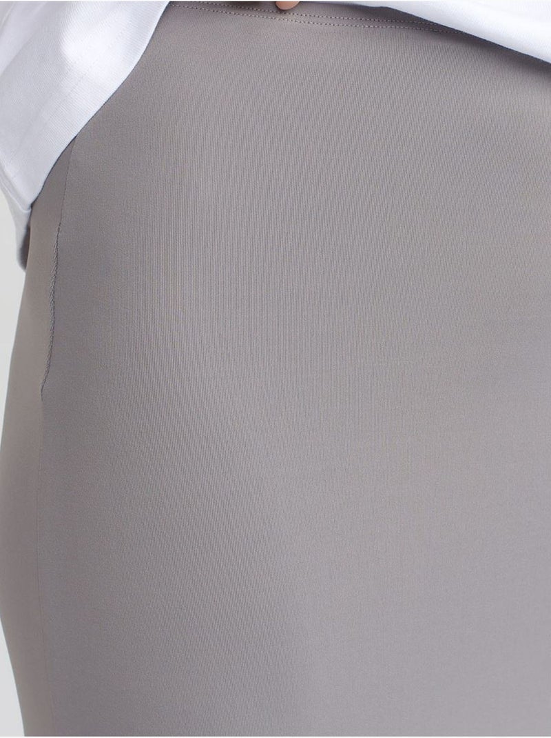 Jupe longue évasée à taille haute dilvin Gris - Kiabi