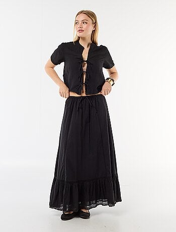 Jupe longue évasée avec macramé