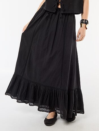 Jupe longue évasée avec macramé