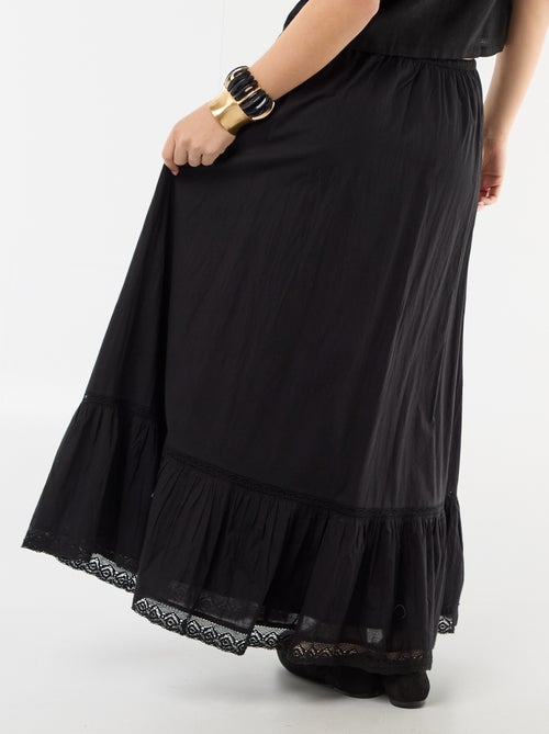 Jupe longue évasée avec macramé - Kiabi