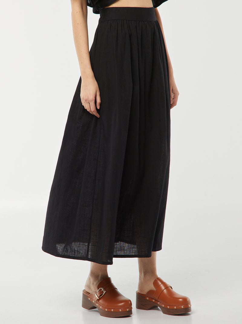 Jupe longue évasée avec taille élastiquée noir - Kiabi