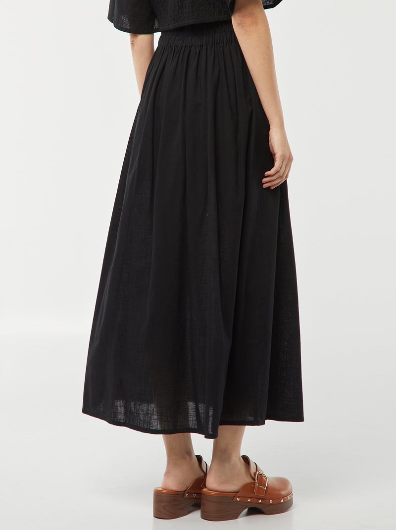 Jupe longue évasée avec taille élastiquée noir - Kiabi