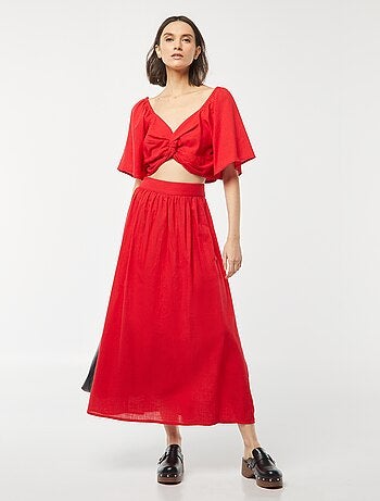 Jupe longue évasée avec taille élastiquée