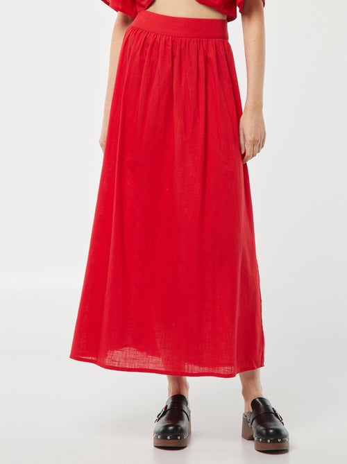 Jupe longue évasée avec taille élastiquée - Kiabi