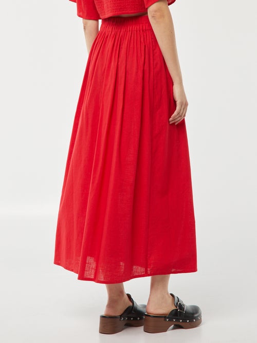 Jupe longue évasée avec taille élastiquée - Kiabi