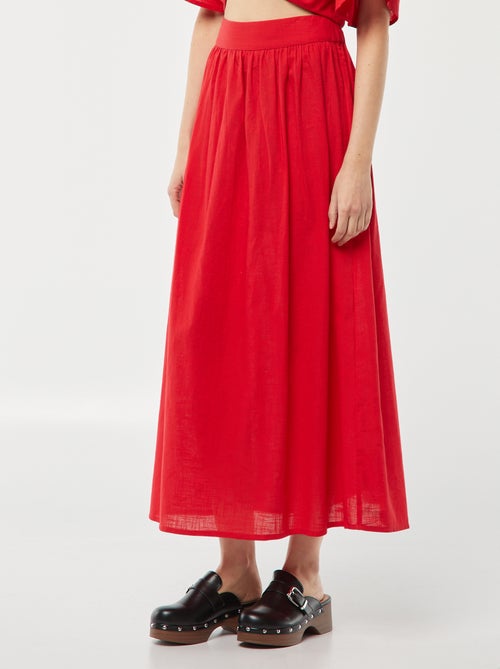 Jupe longue évasée avec taille élastiquée - Kiabi