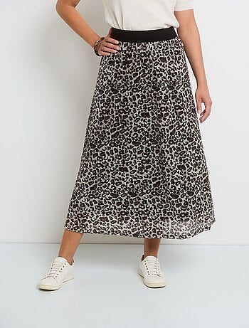 Jupe longue évasée en résille à sequins - AFIBEL