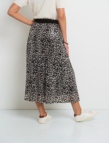 Jupe longue évasée en résille à sequins - AFIBEL