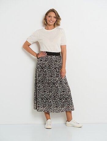 Jupe longue évasée en résille à sequins - AFIBEL