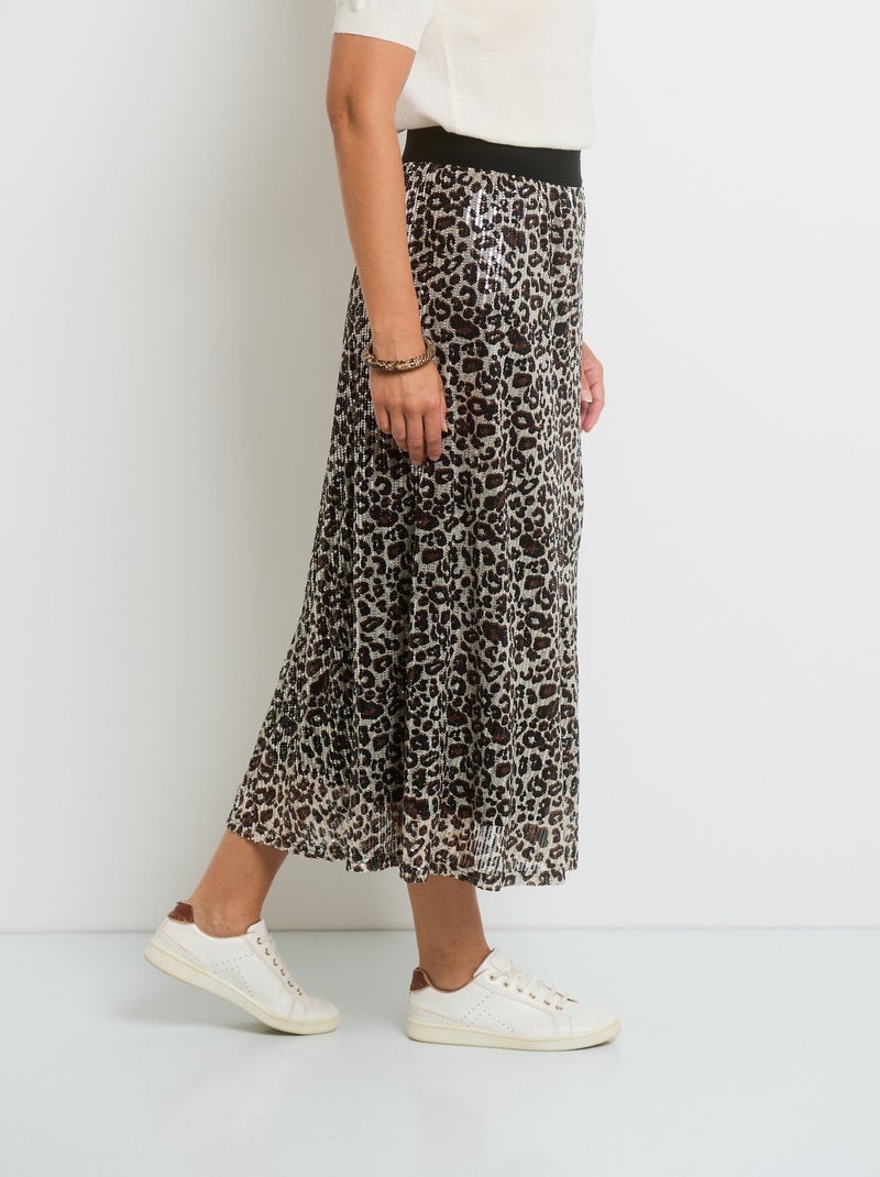 Jupe longue évasée en résille à sequins Multicolore - Kiabi