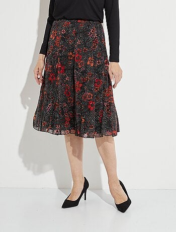 Jupe longue évasée en voile fleuri - Afibel