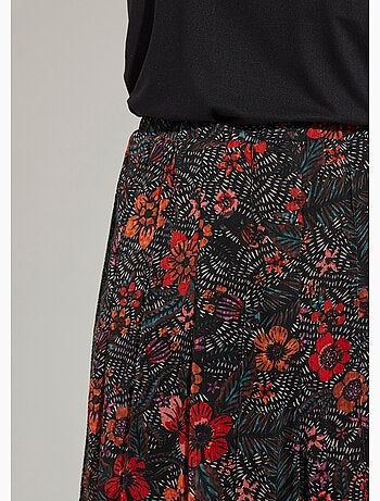 Jupe longue évasée en voile fleuri - Afibel