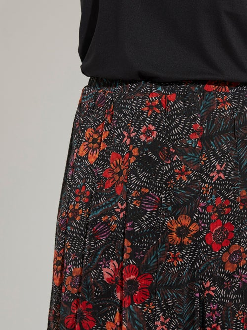 Jupe longue évasée en voile fleuri - Kiabi