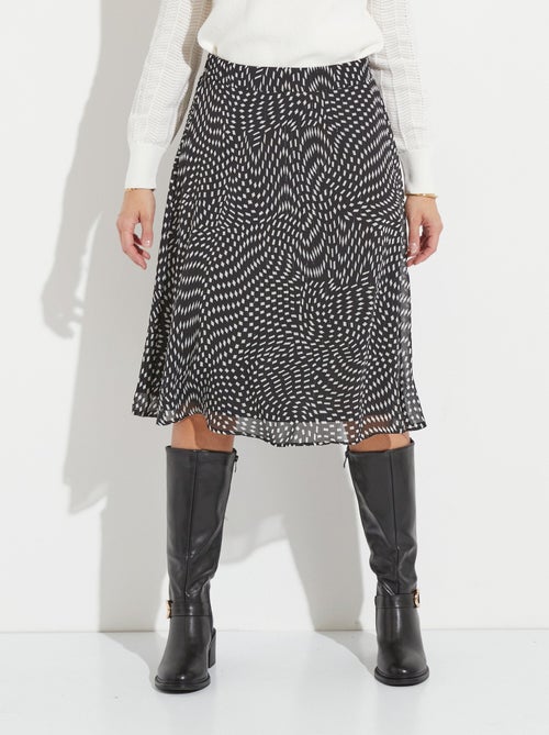 Jupe longue évasée en voile graphique - Kiabi