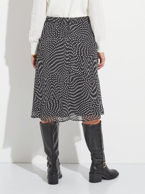 Jupe longue évasée en voile graphique - Kiabi