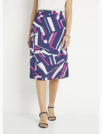 Jupe longue évasée graphique ceinture élastiquée - Afibel