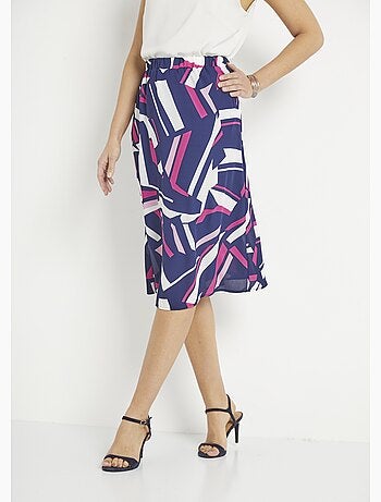 Jupe longue évasée graphique ceinture élastiquée - Afibel