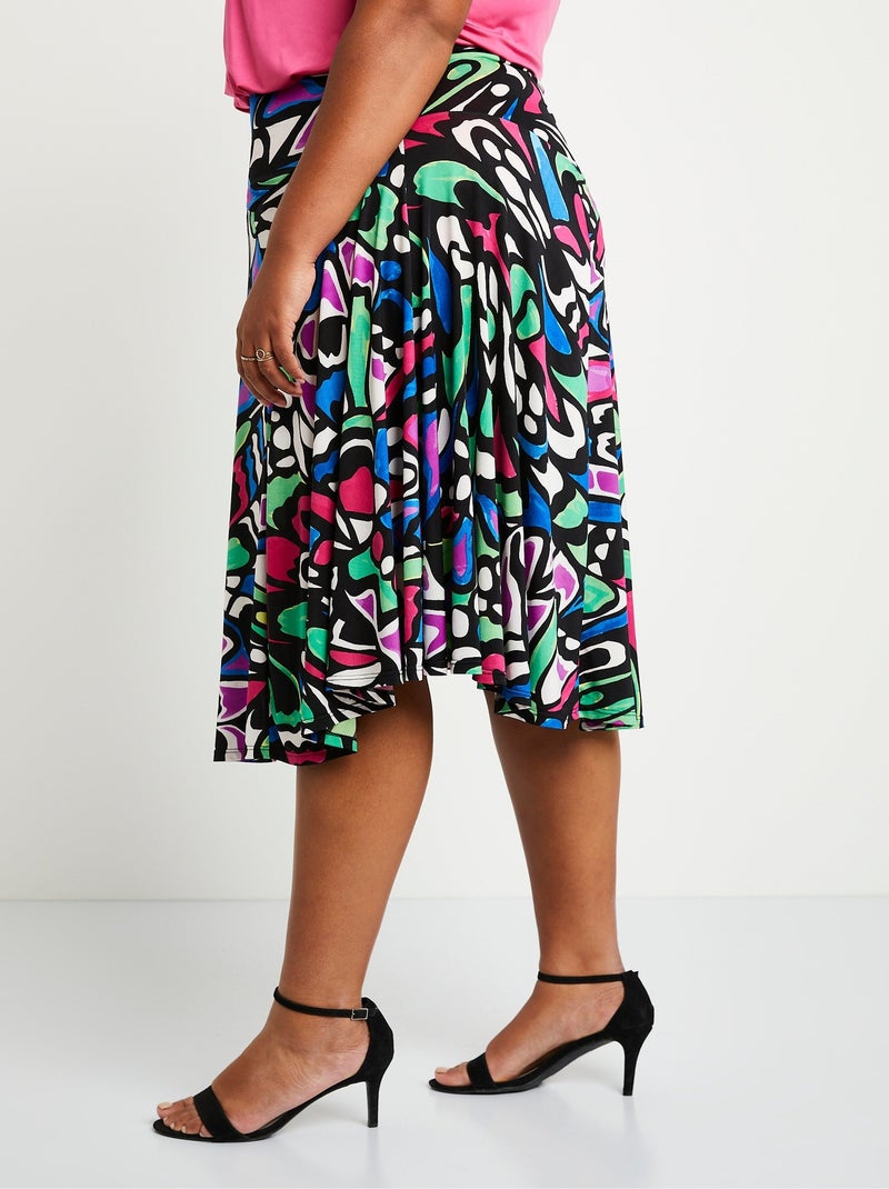 Jupe longue évasée graphique Noir - Kiabi