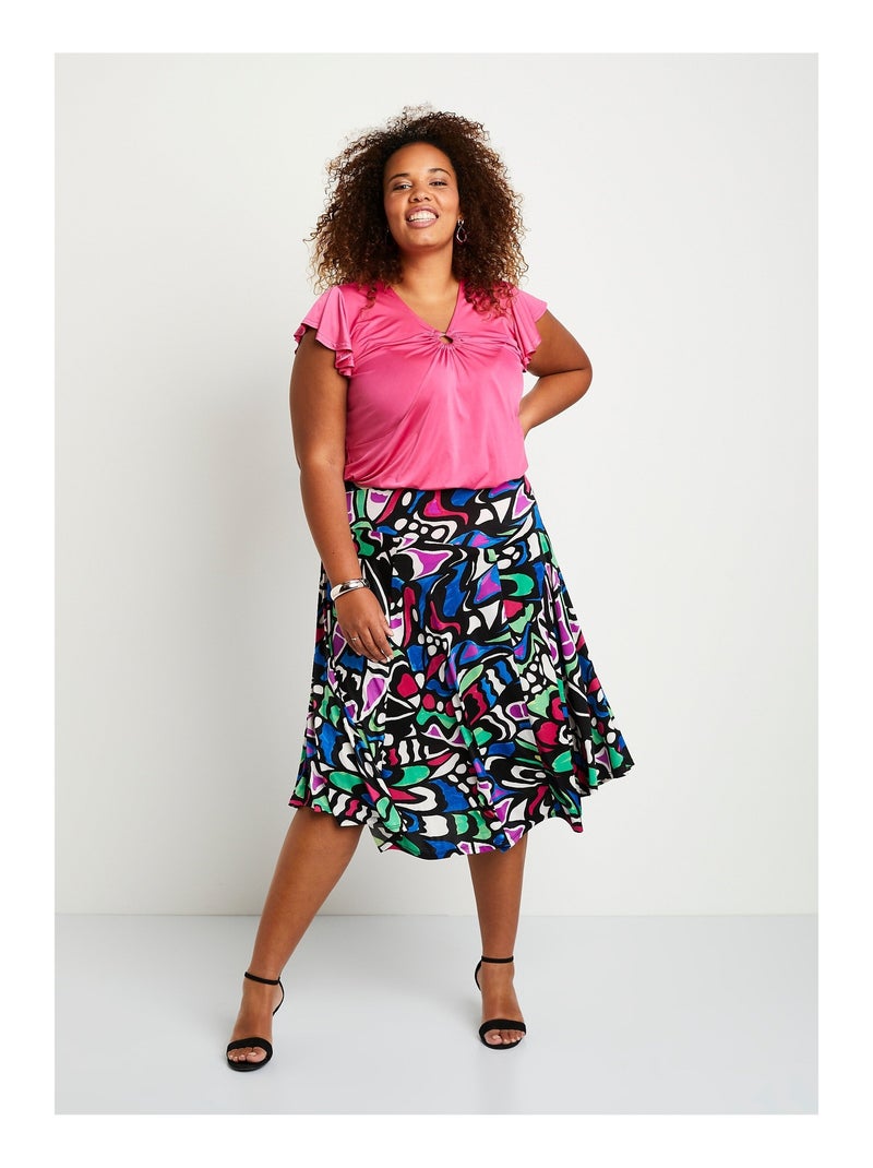 Jupe longue évasée graphique Noir - Kiabi