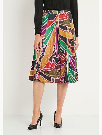 Jupe longue évasée maille fluide imprimée - Afibel