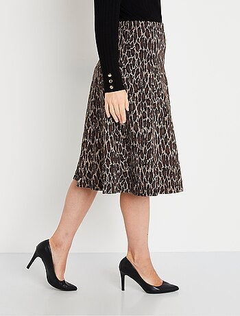 Jupe longue évasée maille jacquard - Afibel