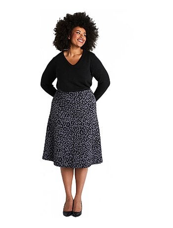 Jupe longue évasée maille jacquard