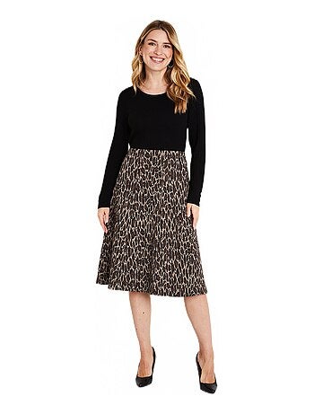 Jupe longue évasée maille jacquard