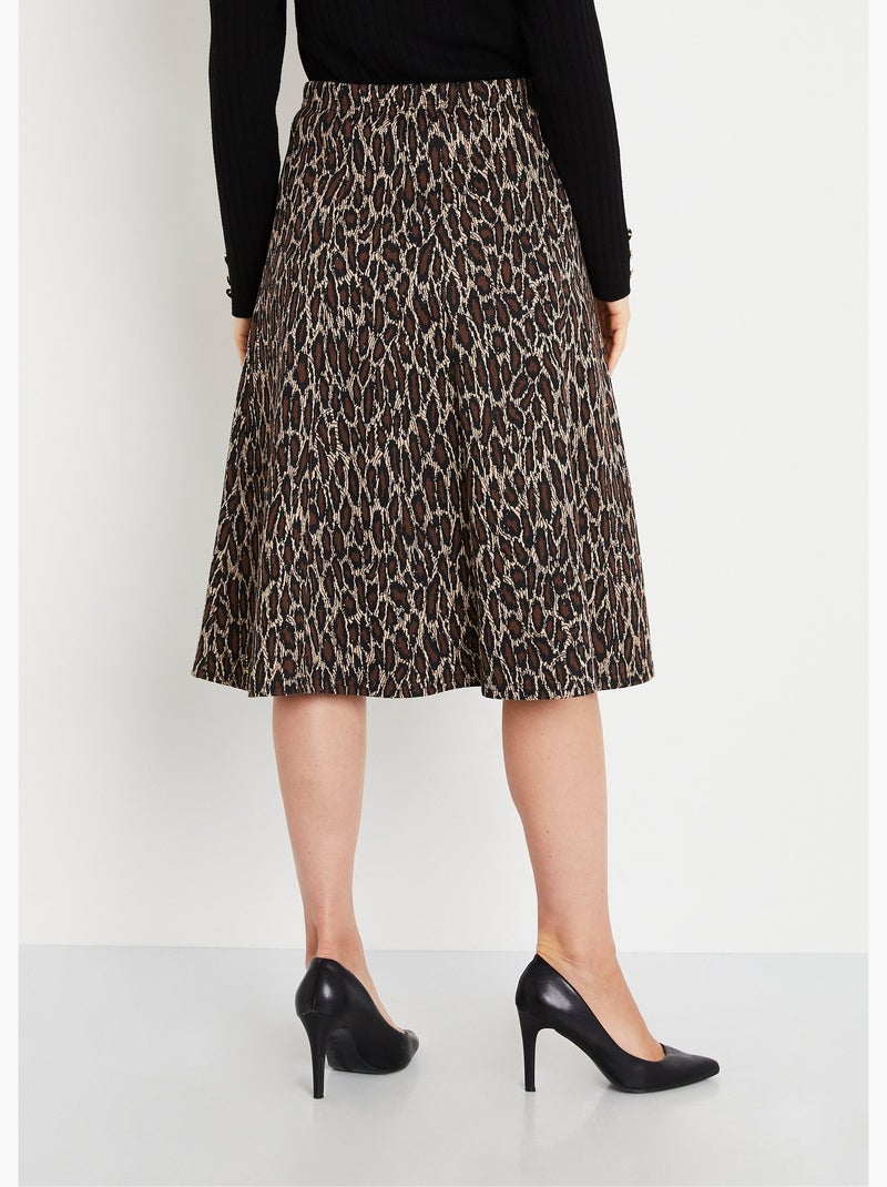Jupe longue évasée maille jacquard Marron - Kiabi