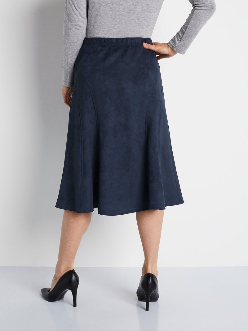 Jupe longue évasée maille suédée - Afibel Bleu - Kiabi