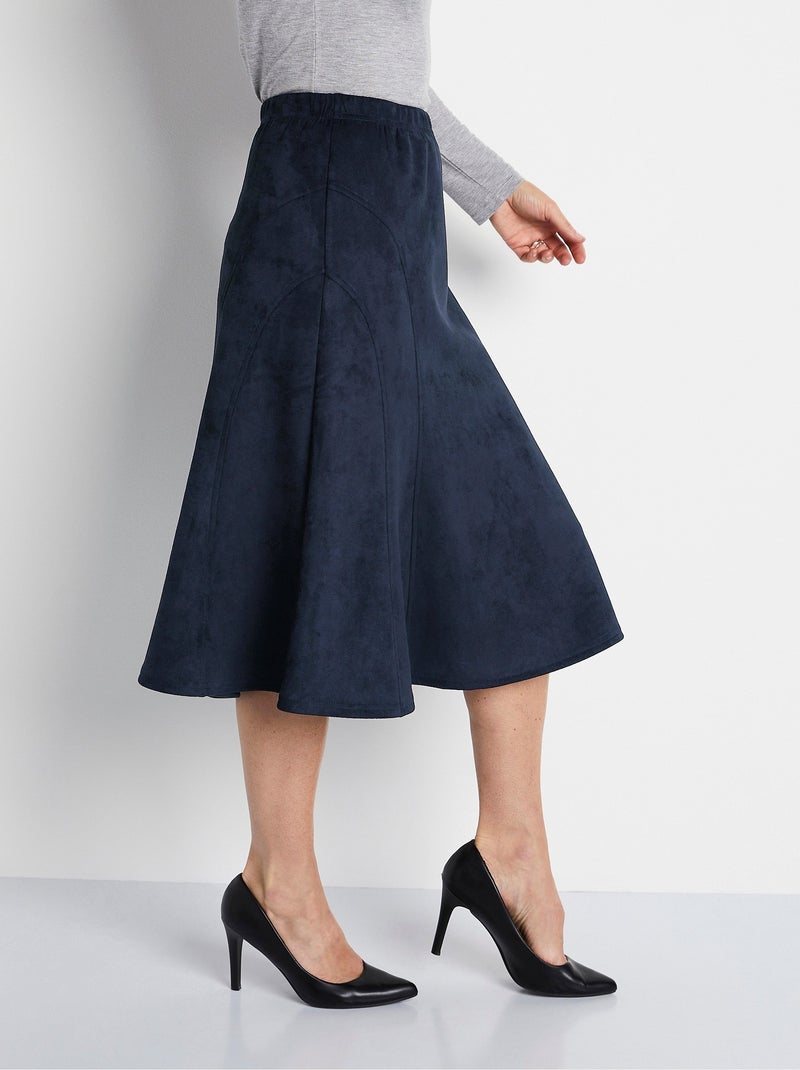 Jupe longue évasée maille suédée - Afibel Bleu - Kiabi